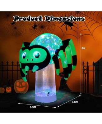 6 ft Halloween Inflatable Spider Pre-Lit Floating Spider Decoration w/ 3-Color Rotating Light Blow up Decoration w/ Stakes & Water Bags