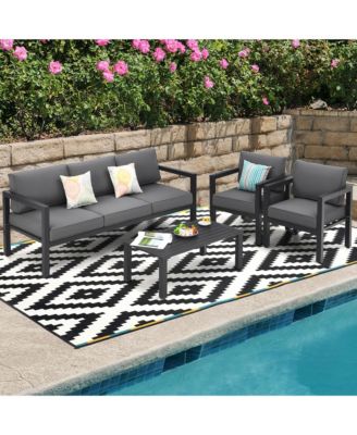 4-Piece Outdoor Patio Furniture Set Sectional Sofa Set Coffee Table