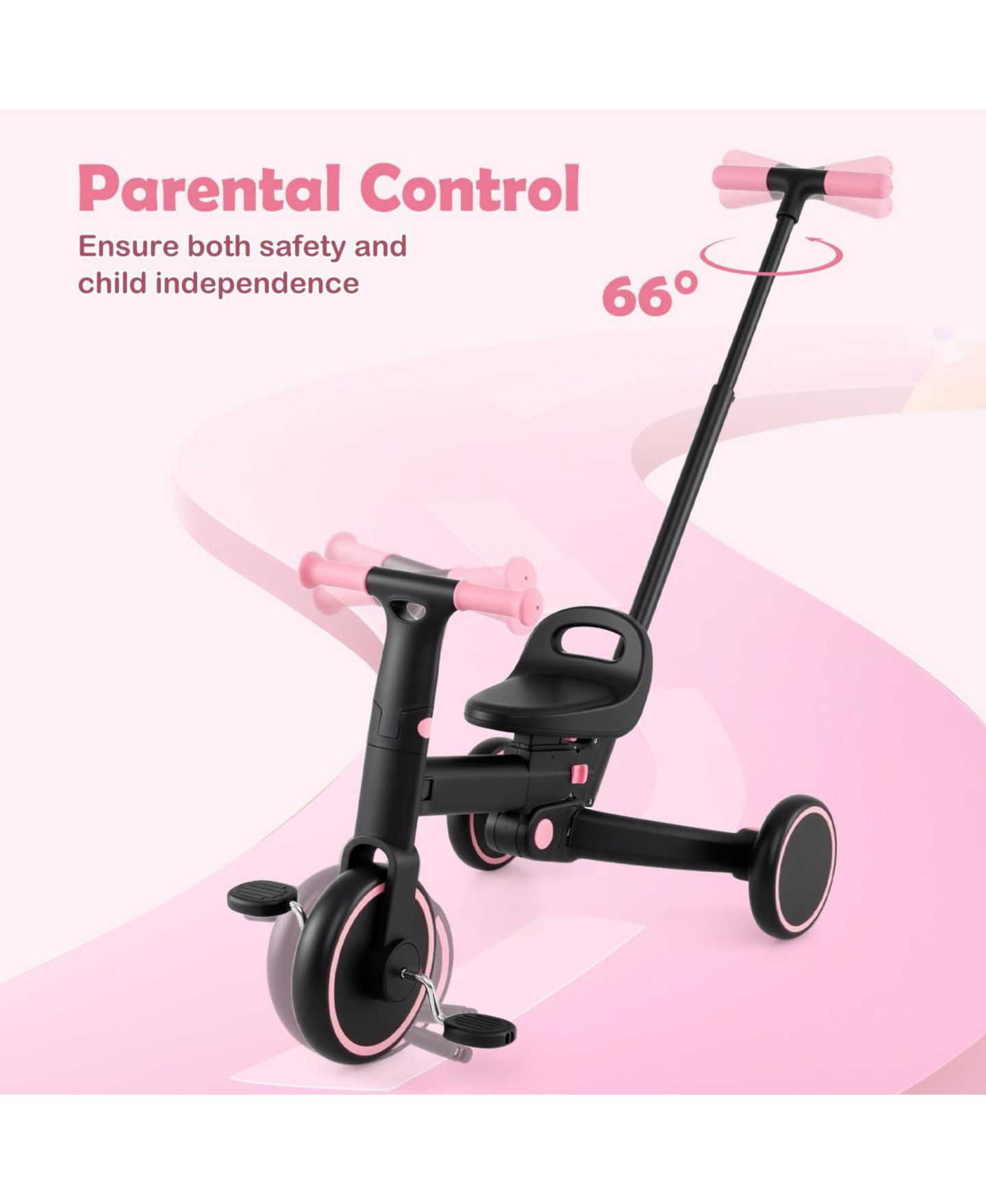 Детская игрушка Mecale 4-in-1 Foldable Tricycle With Push Handle, Ages 3+ — фото 8