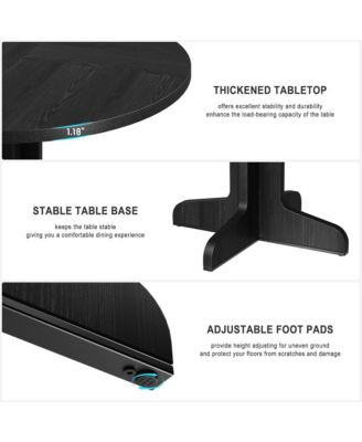 47 Inch Round Dining Table for 4-6 People,with Wooden Tabletop and Legs(Only Table)