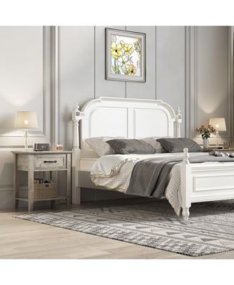 Wood Bedside Table With 1 Drawer and Open Storage Shelf, Industrial Side Table