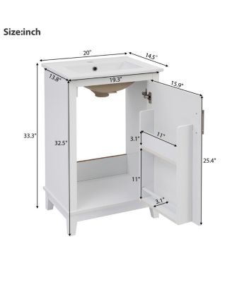 Small Bathroom Vanity Cabinet with Ceramic Sink, Soft Close Door & Ample Storage for Compact Spaces