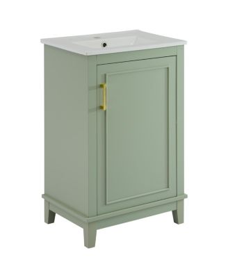 Small Bathroom Vanity Cabinet with Ceramic Sink, Soft Close Door & Ample Storage for Compact Spaces