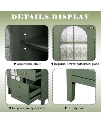 Bathroom Vanity with Sink, Medieval Glass Doors, Motion Sensor Lighting, Flip Drawer & Adjustable Storage for Modern Homes