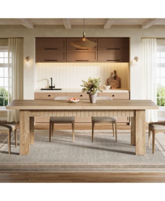 79 Inch Wood Dining Table for 6-8 People, Extra Long Kitchen Table