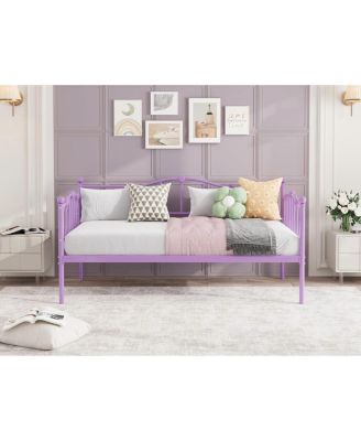 Daybed Frame Metal Platform Sofa Bed Headboard Heavy Duty Steel Slat Support Space Saving No Box Spring.