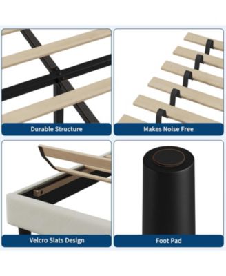Bed Frame with Headboard, Velvet Upholstered Platform Bed Frame No Box Spring Needed with Under-Bed Storage and Strong Wood Slats Support.