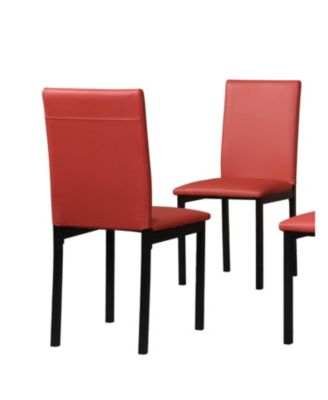 Faux Leather Seat Metal Frame Dining Chairs, Set of 4