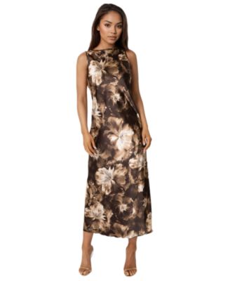 Women's Satin Sleeveless A-Line Maxi Dress