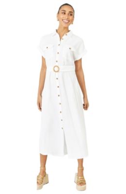 Yumi Women's Viscose Linen Look Midi Shirt Dress - Macy's