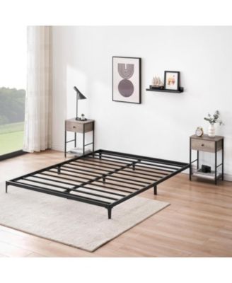 6 Inch Low Bed Frame with Steel Slat Support, Low Profile Full Metal Platform Bed Frame No Box Spring Needed, Mattress Foundation