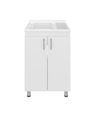 Demolotion Utility Sink Cabinet with Dual Compartments and Storage, Modern Design