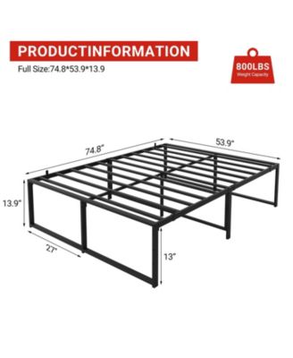 Metal Platform Bed Frame Noise Free Strong Support Slats 800 Lbs Capacity No Box Spring Heavy Duty