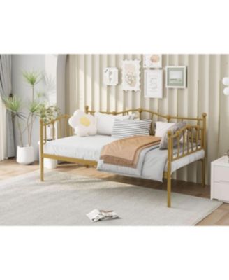 Twin Daybed Frame Metal Platform Sofa Bed Headboard Storage No Box Spring Heavy Duty Steel Slats