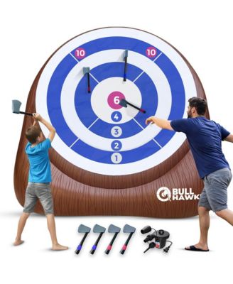 XL Bull Hawker | Giant Axe Darts (Over 8ft Tall) w/ 15+ Games | Axe Throwing Game for Backyard w/ Air Pump | Outdoor Fun