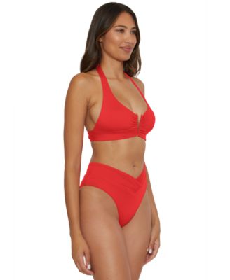 Women's V-Neck Halter Swim Top and French Cut Hipster Swim Bottoms