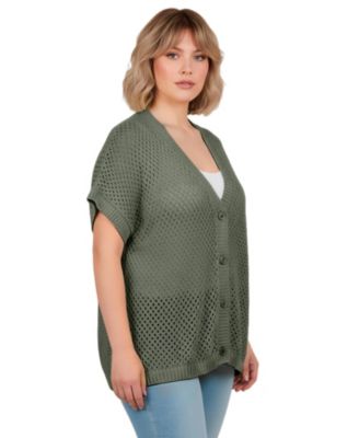Women's Short Sleeve Button Front Cardigan