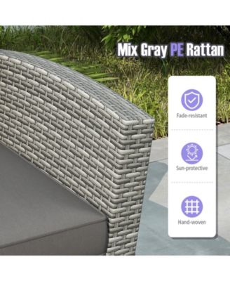 Set Of 8 Patio Furniture Set w/ 4 Rattan Chairs Loveseat Coffee Table Cushions