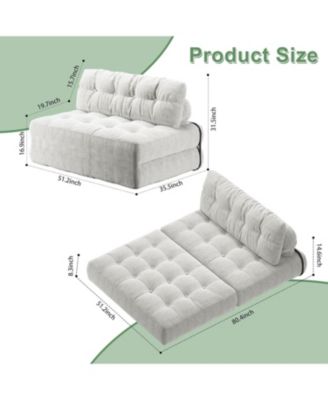 Folding Sofa Bed, Futon Sofa Bed, Floor Folding Couch for Living Room, Convertible Sleeper Chair with Pillow Foldable Mattress Back Support