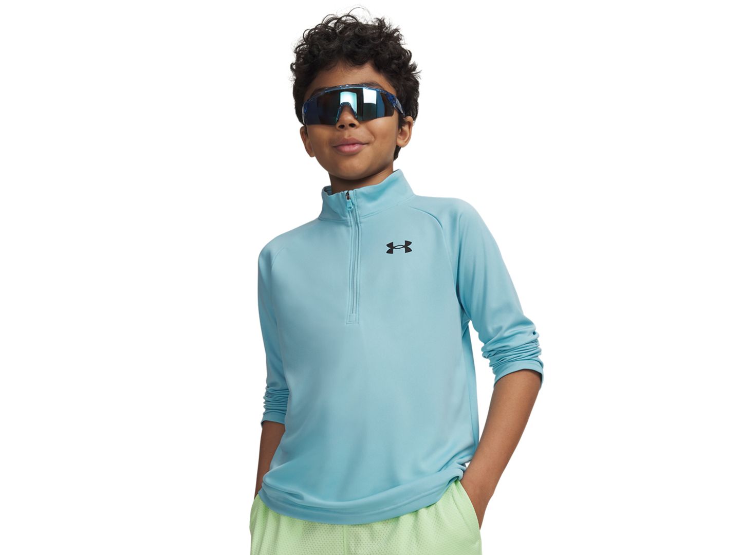 Куртка Under Armour Tech Half-Zip Jacket для мальчиков, цвет: Синий мглистый — фото 1
