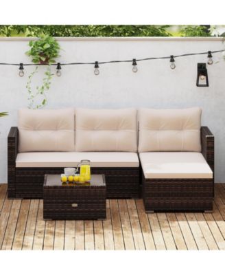 4 Seats Outdoor Patio Furniture Set L-Shaped Couch Set for Yard