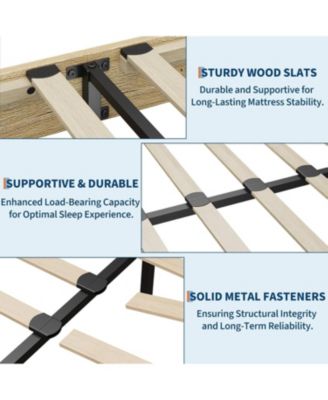 Platform Bed Frame Underbed Storage Clearance Wood Metal Slat No Headboard No Box Spring Easy Assembly
