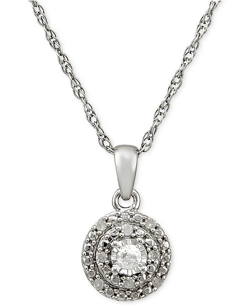 Macy's Diamond Pendant Necklace (1/10 ct. t.w.) in Sterling Silver & Reviews Necklaces