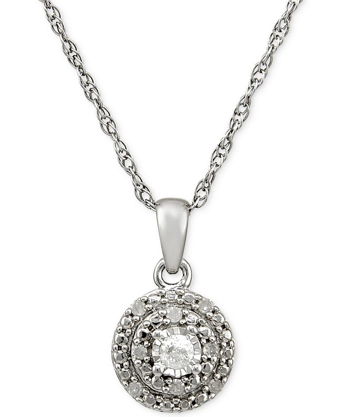 Macy's Diamond Pendant Necklace (1/10 ct. t.w.) in Sterling Silver Macy's