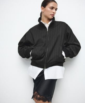 Women's Pinstripe Bomber Jacket