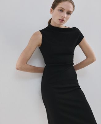 Women's Asymmetrical-Neck Midi Dress