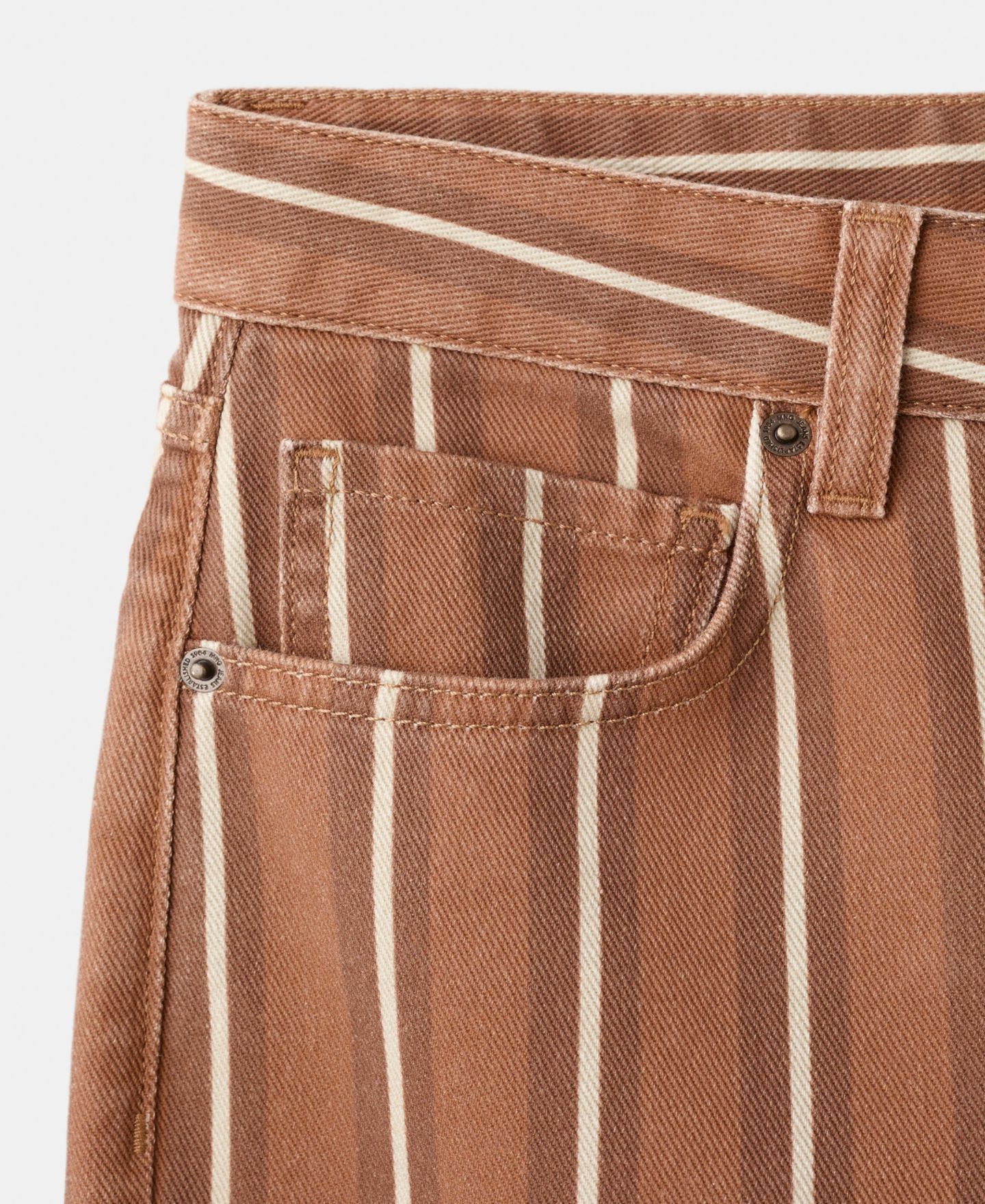 Женские джинсы MANGO Straight Striped, цвет: Средний коричневый — фото 2