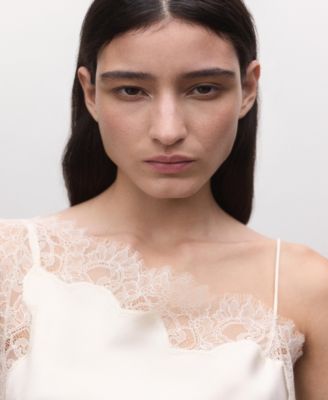 Women's Asymmetric Satin Lace Top