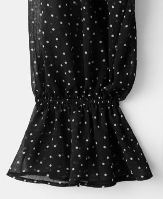 Women's Puffed Sleeves Polka-Dot Dress
