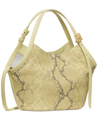 Deco Tulip Small Snake Embossed Leather Tote Bag