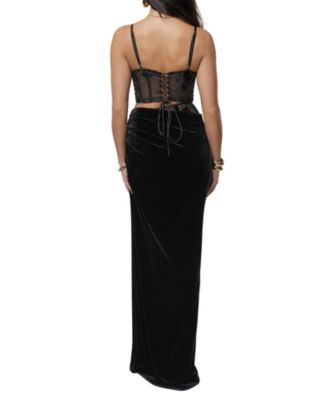 Women's Velvet And Lace Maxi Skirt