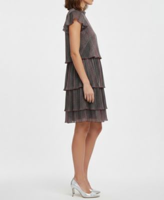 Women's Metallic Crinkle Sleeveless Dress