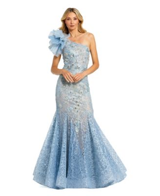 Women's Embellished Tulle Flower Detail Mermaid Gown
