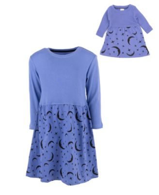 Toddler Girls Matching Doll 100% Cotton Long Sleeve Skirt Dress