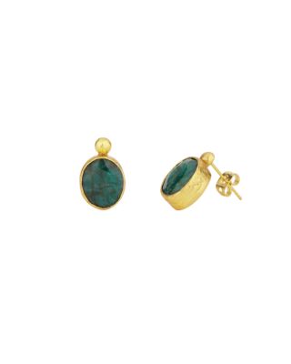 Ottoman Hands Siena Stud Earrings - Emerald 102$