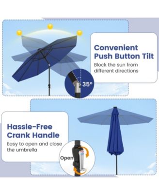 10 FT Solar Patio Umbrella w/96 Multi-colored LED Lights & 9 Modes Vented Top