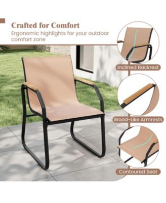 5 PCS Patio Dining Set w/ Wood-like Armrests & Metal Frame for Garden Yard