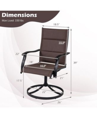 Padded Patio Swivel Chairs Set of 2 Ergonomic Outdoor Dining Chairs w/High Back