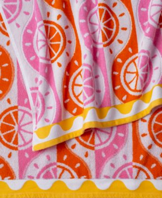 Cotton Citrus Jacquard Beach Towel, 40" x 70"