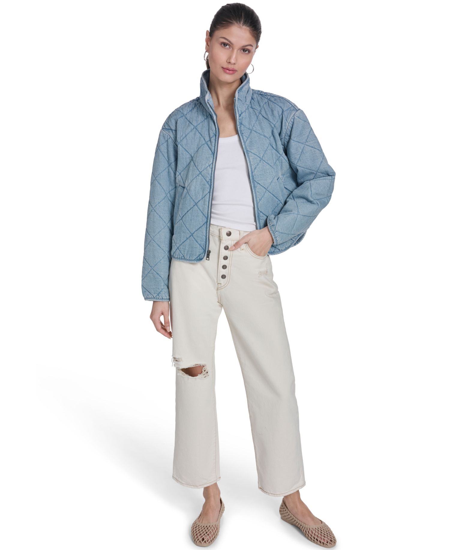Women's Quilted Short Liner Zipper Jacket
