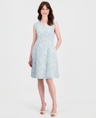 Women's Floral-Jacquard Notch-Neck Dress