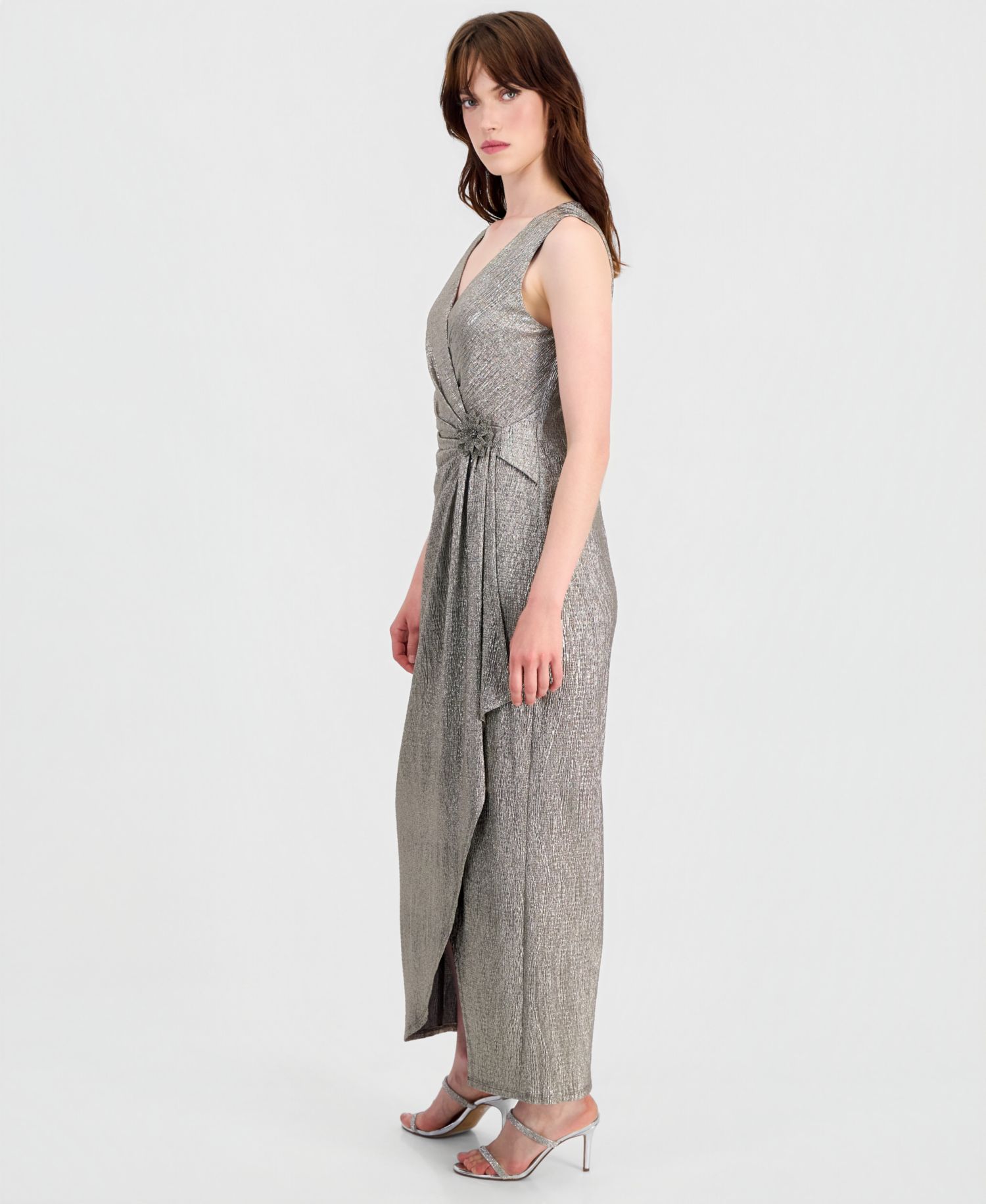 Women's Surplice-Neck Gathered-Waist Maxi Dress