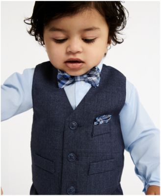 Baby Boys Striated Twill Vest 4-Piece Set