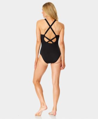 Women's High-Neck Cross-Back One-Piece Swimsuit