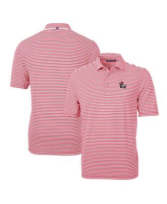 Men's Red NC State Wolfpack Throwback Logo Virtue Eco Pique Stripe Polo Shirt