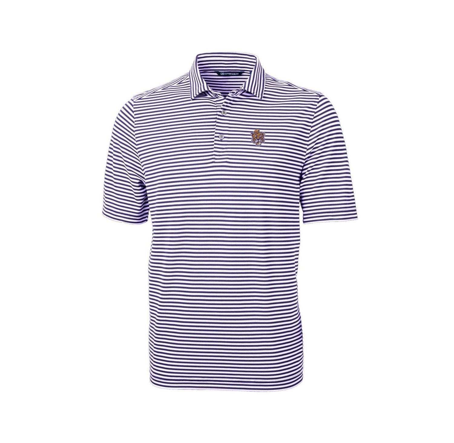 Men's Purple LSU Tigers Throwback Logo Virtue Eco Pique Stripe Polo Shirt